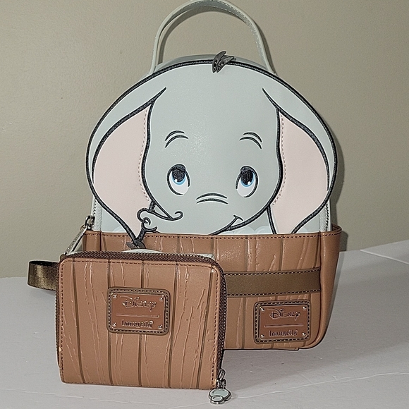 RARE Disney Dumbo Loungefly Backpack and Wallet Set - Picture 5 of 11